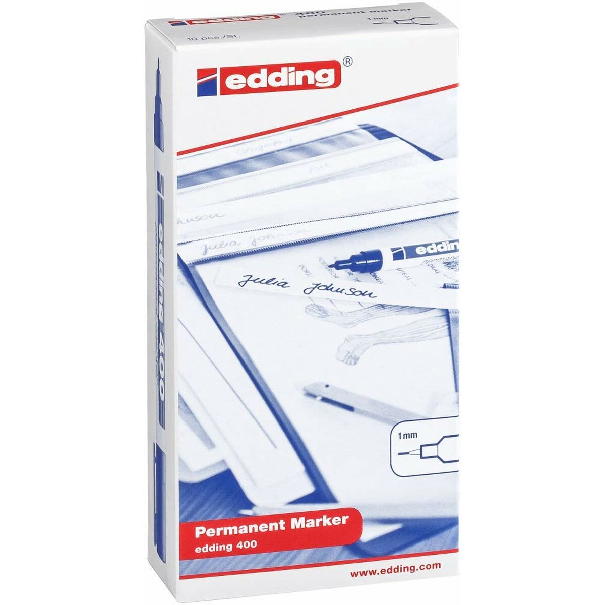 Permanent markør Edding 400-03 Blå 1 mm (10 enheter)